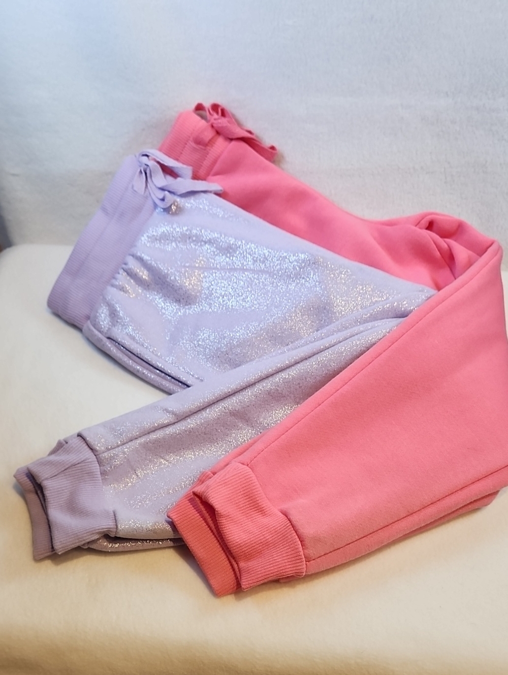 Girls' 2pairs, Lavender Sparkle and Pink Joggers - Comfortable Everyday Style